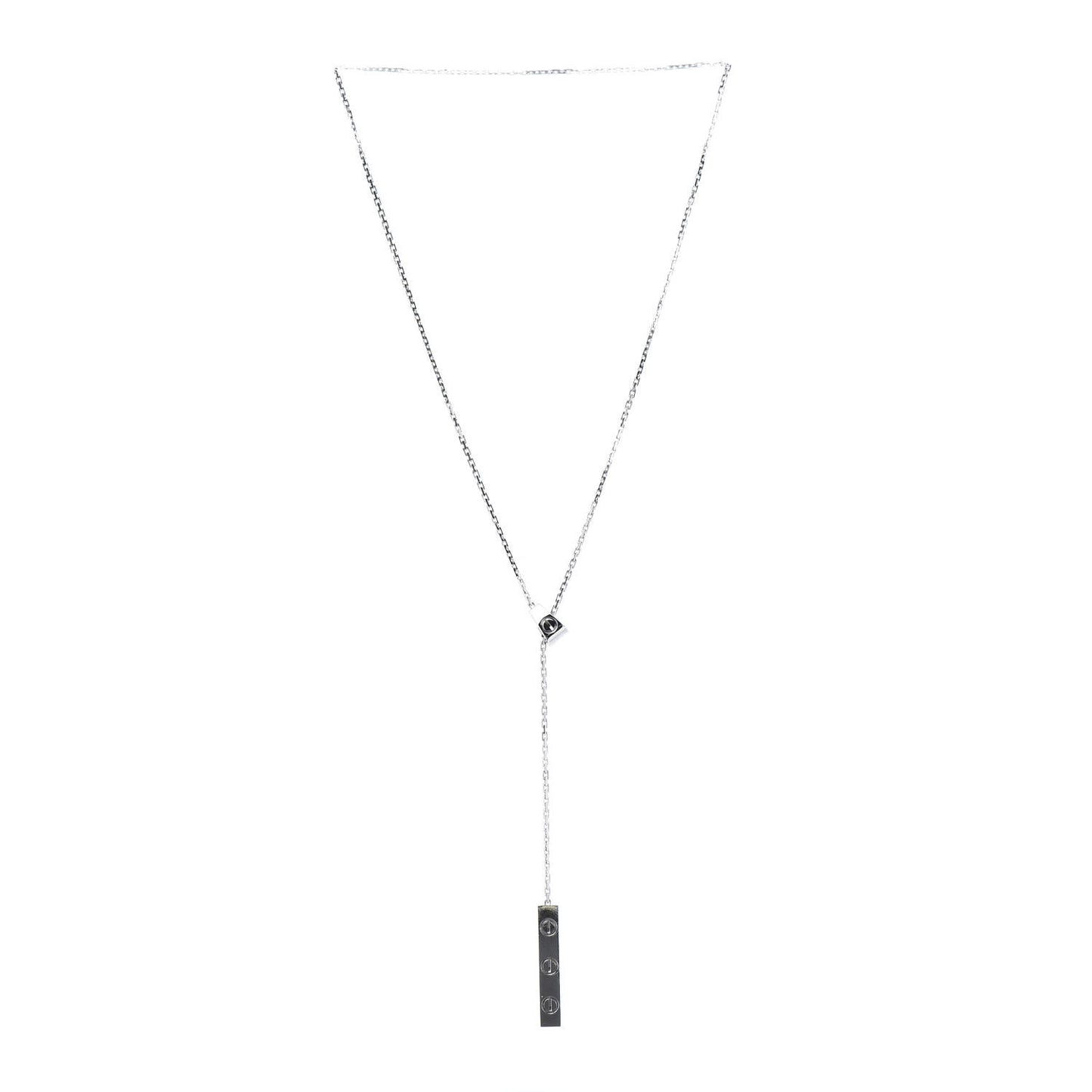 18K White Gold LOVE Lariat Necklace