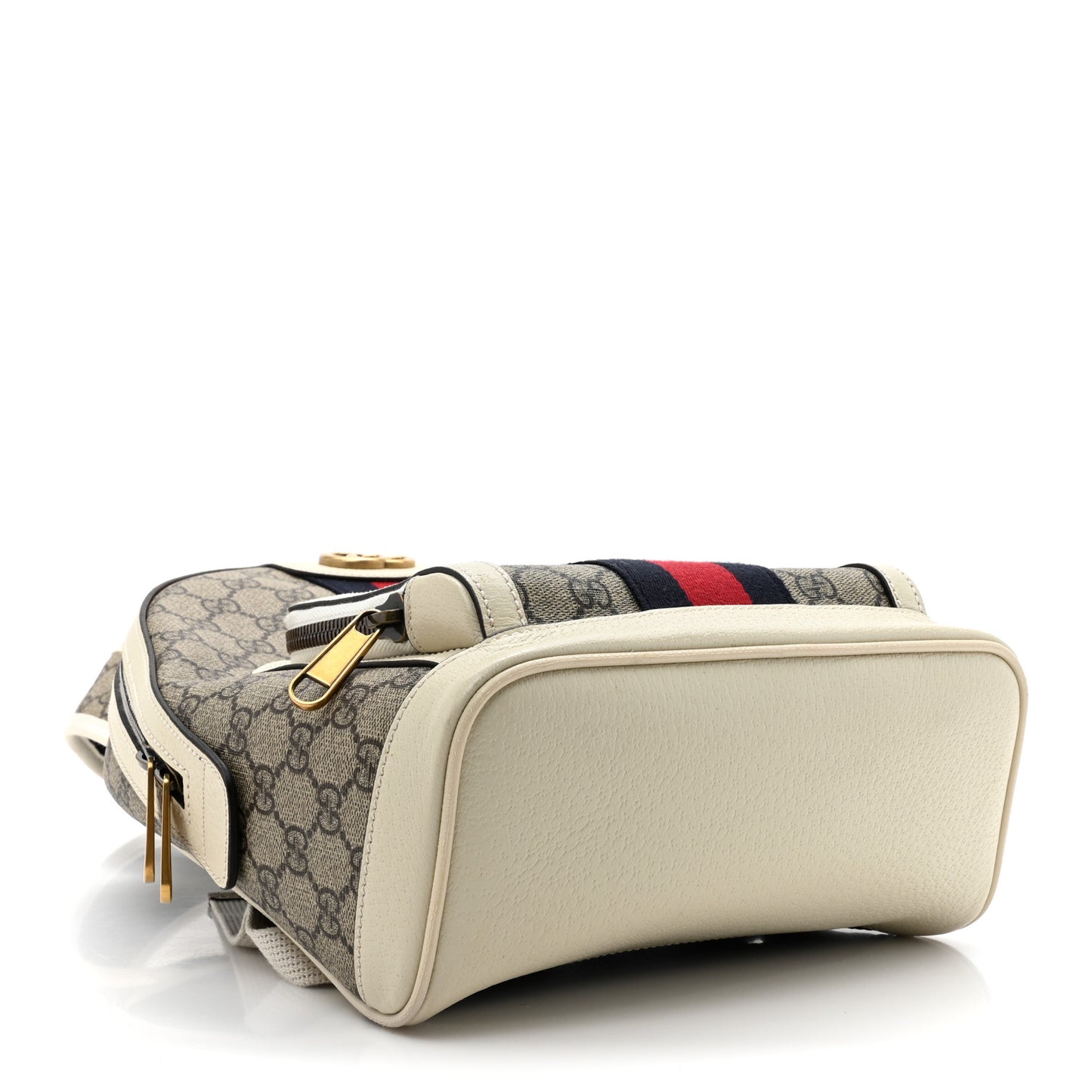 GG Supreme Monogram Textured Calfskin Web Small Ophidia Day Backpack Beige Ebony Mystic White