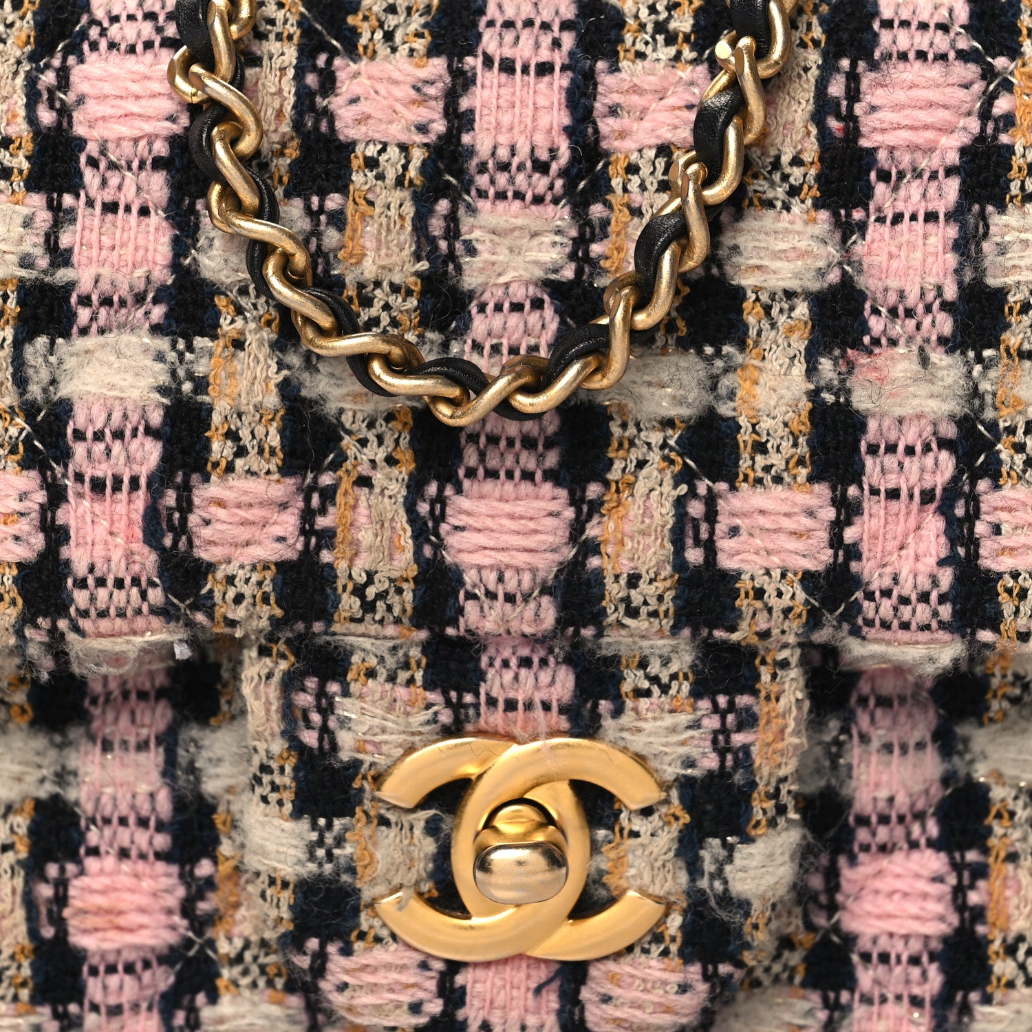 Chanel Tweed Quilted Mini Rectangular Pearl Crush Flap Pink Black White 8 of 10