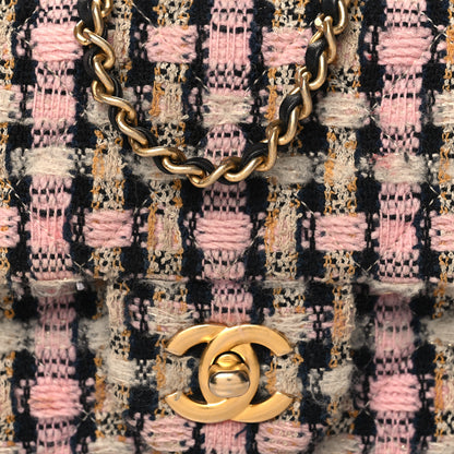 Chanel Tweed Quilted Mini Rectangular Pearl Crush Flap Pink Multicolor 8 of 10