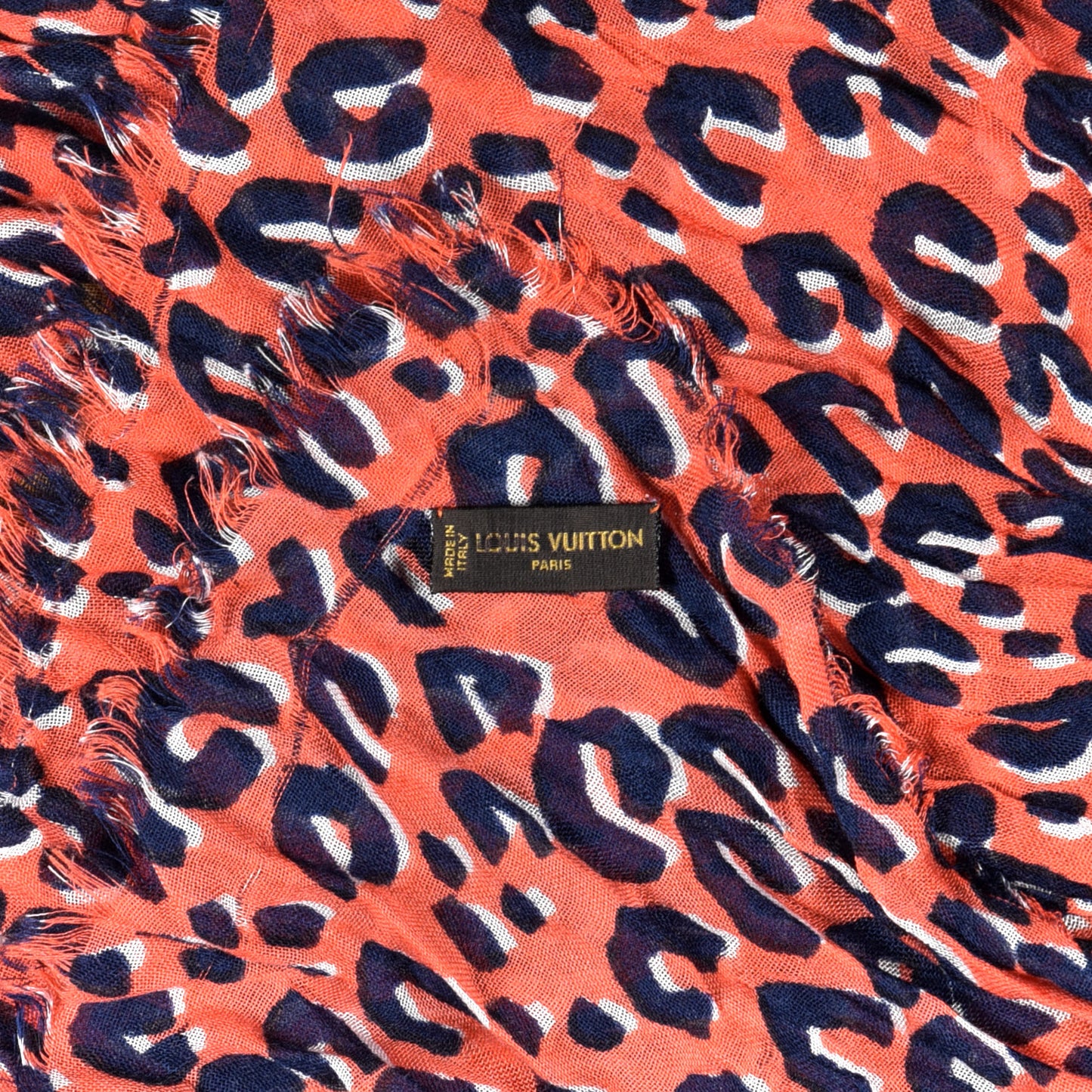Cashmere Silk Leopard Etole Stole Blue Multicolor