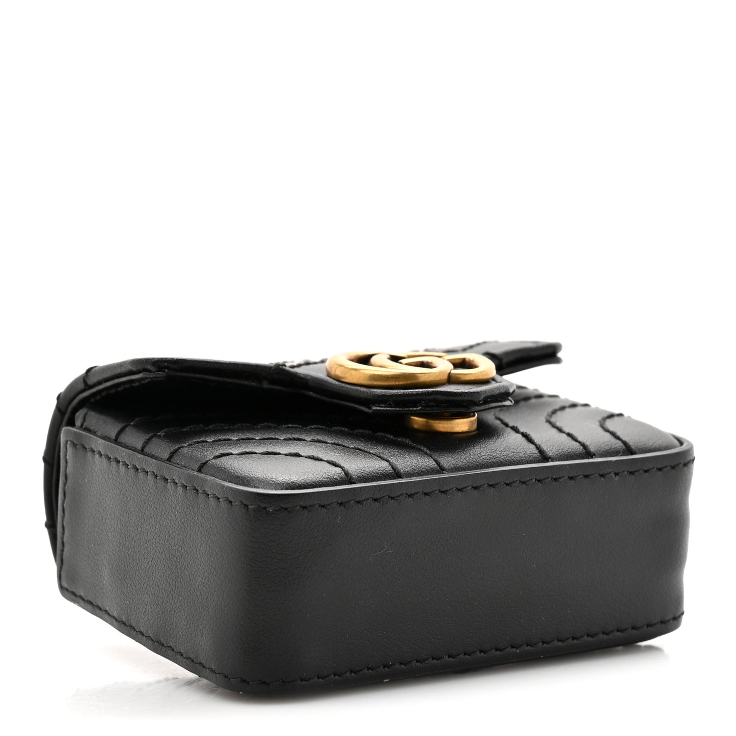 Calfskin Matelasse GG Marmont Key Chain Black