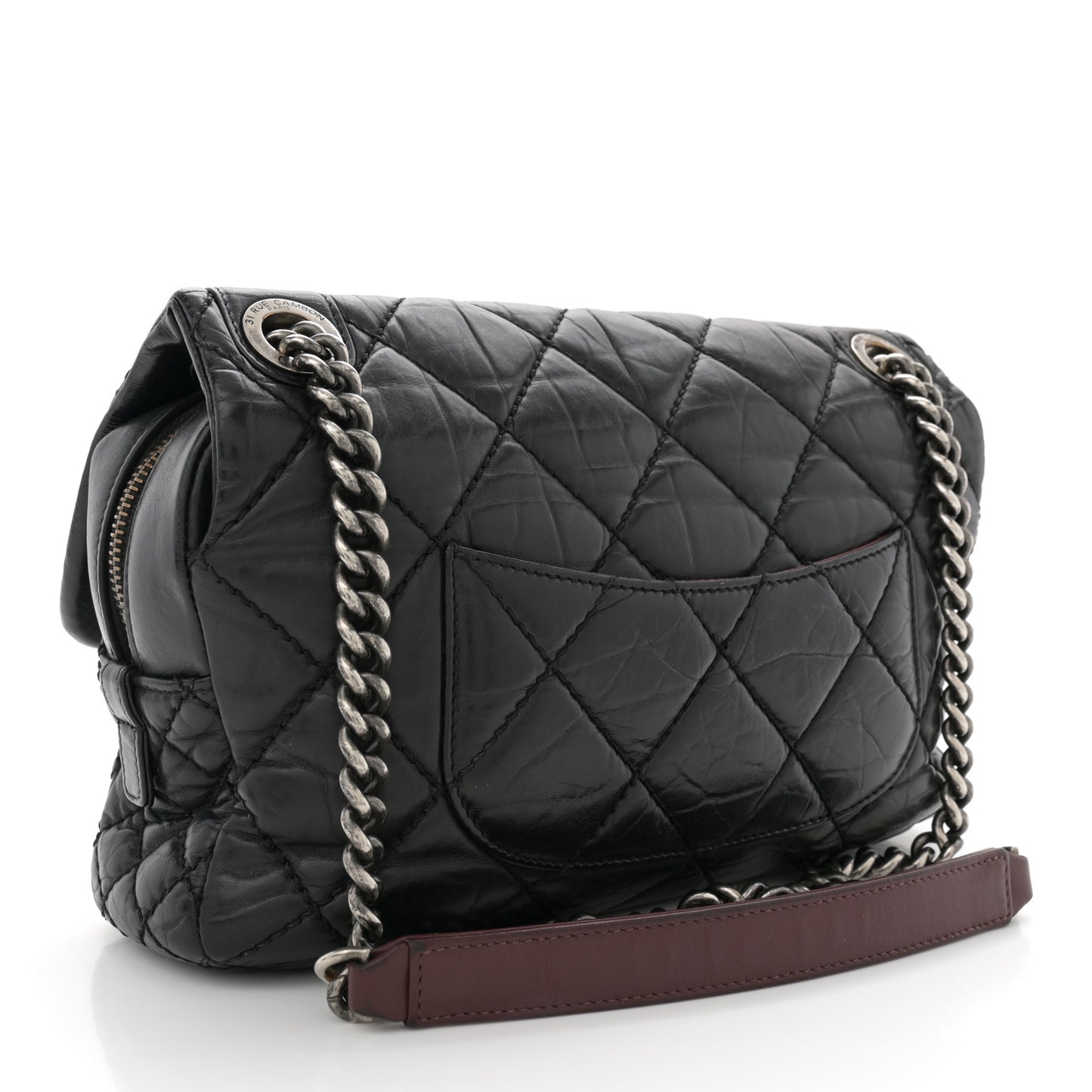 Aged Calfskin Medium New Portobello Flap Black