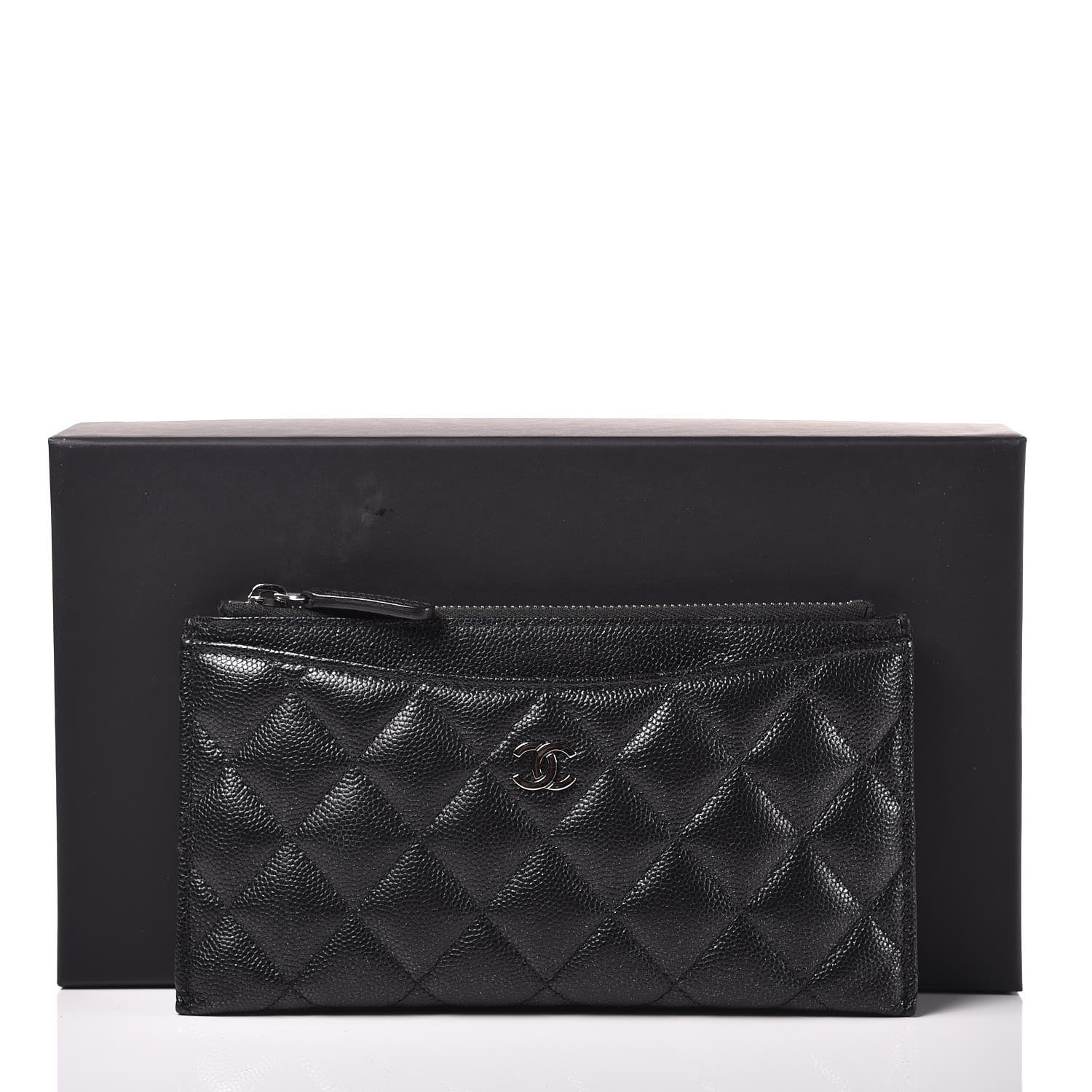 Chanel Iridescent Caviar Quilted Classic Zip Pouch Black 8 of 8