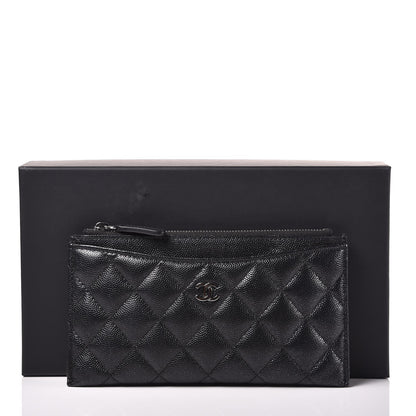 Chanel Iridescent Caviar Quilted Classic Zip Pouch Black 8 of 8