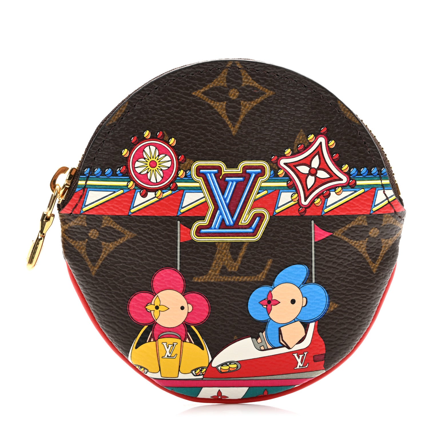 Louis Vuitton Monogram 2020 Christmas Animation Bumper Cars Round Coin Purse Coquelicot 1 of 8