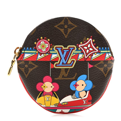 Louis Vuitton Monogram 2020 Christmas Animation Bumper Cars Round Coin Purse Coquelicot 1 of 8