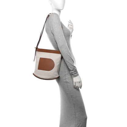 Delvaux Linen Canvas Supple Calfskin Pin Daily Surpique Bucket Naturel 2 of 9