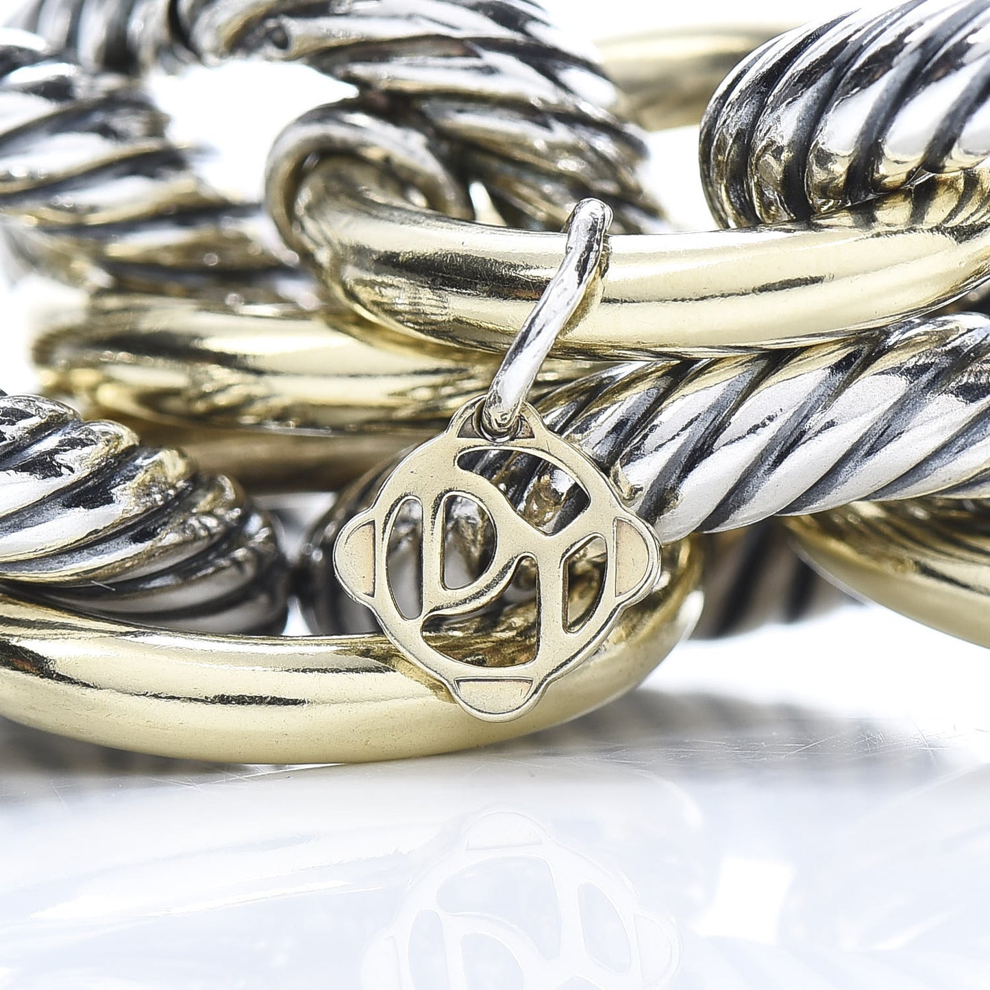 Sterling Silver 18K Yellow Gold 17mm Extra Large Oval Link Bracelet