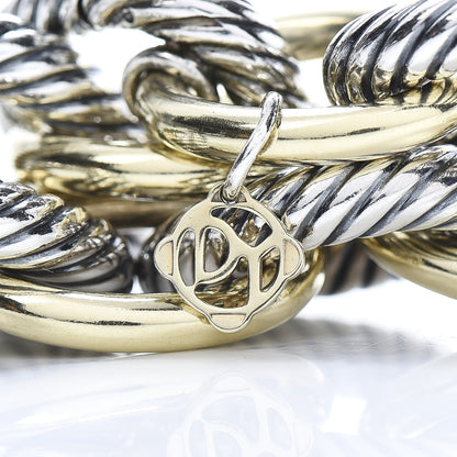 David Yurman Sterling Silver 18K Yellow Gold 17mm Extra Large Oval Link Bracelet 5 of 6