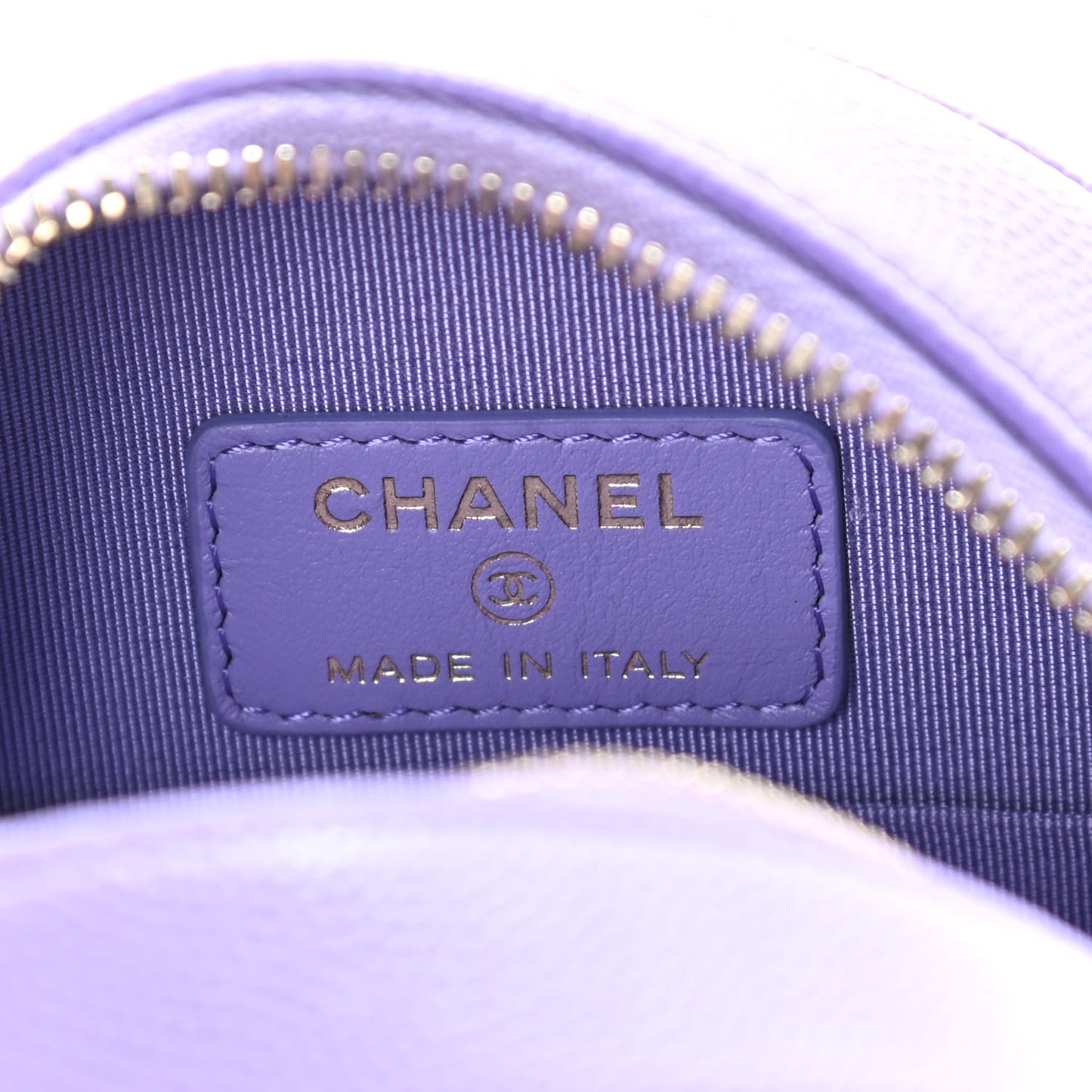 Caviar Quilted Round Clutch With Chain Purple