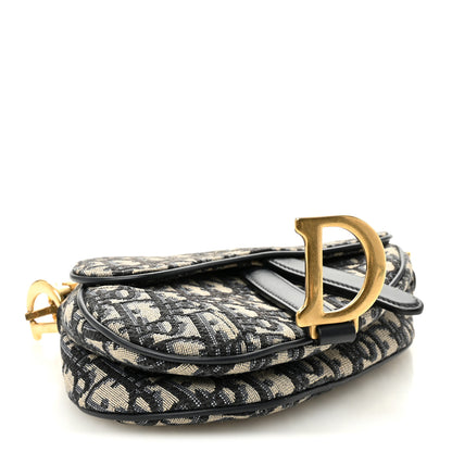 Christian Dior Oblique Mini Saddle Bag Blue 4 of 9