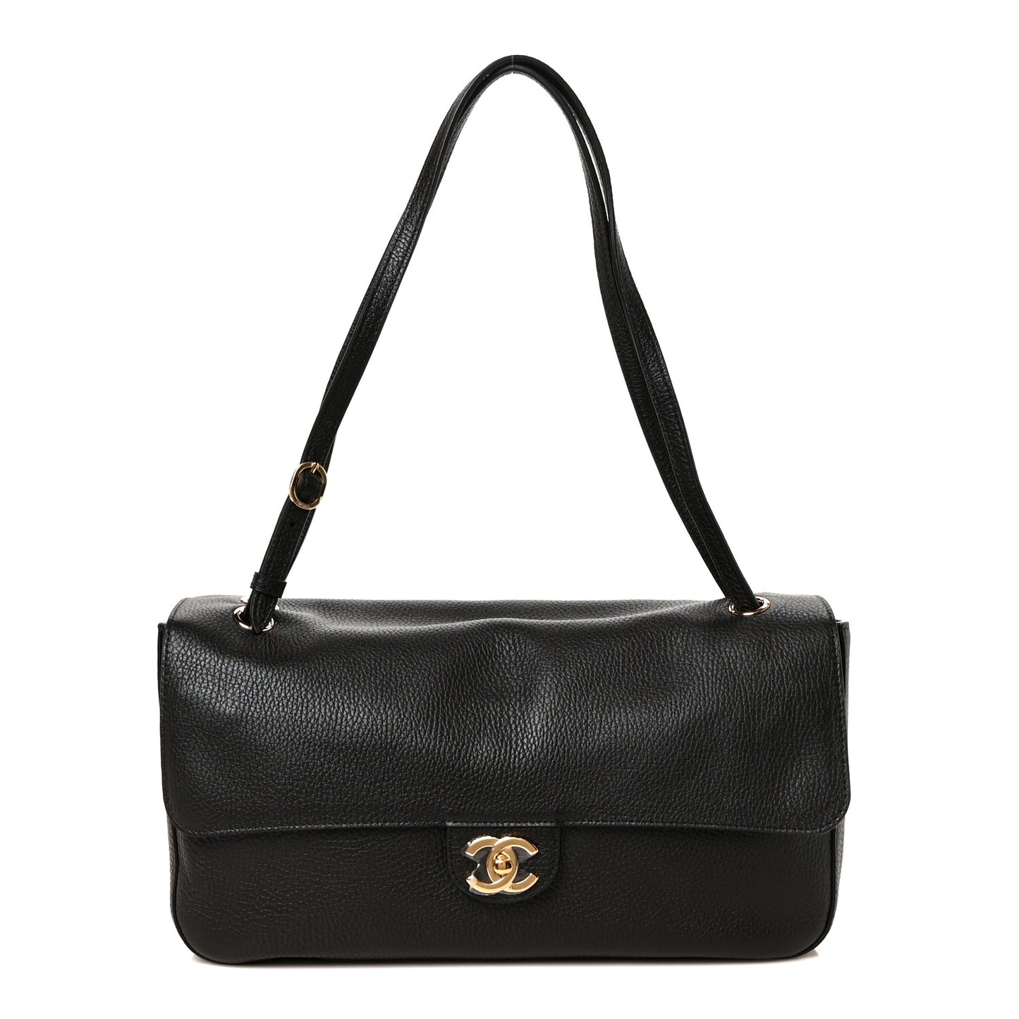 Grained Calfskin Small Souplissimo Maxi Flap Black