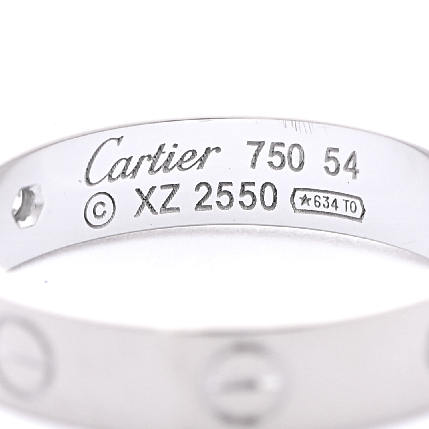 Cartier 18K White Gold Diamond 4mm LOVE Wedding Band Ring 54 6.75 4 of 5