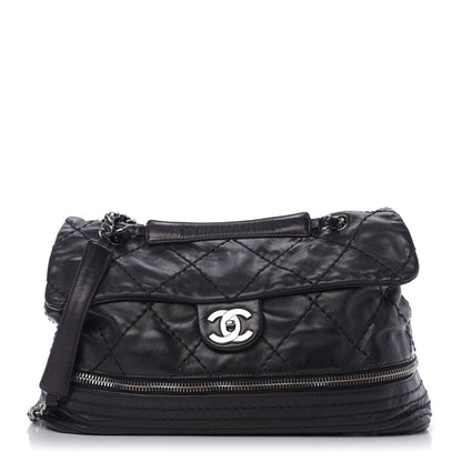 Chanel Calfskin Stitched Large Expandable Flap Bag Black 1 of 9