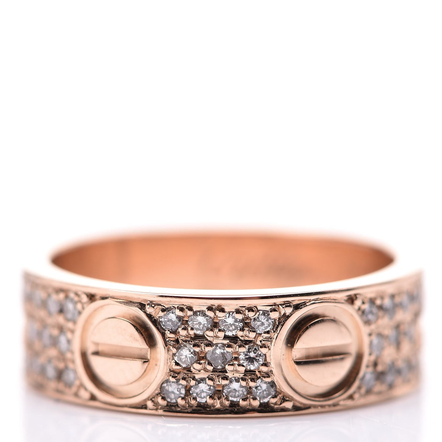 18K Pink Gold Diamond 5.5mm LOVE Wedding Paved Band Ring 47 4