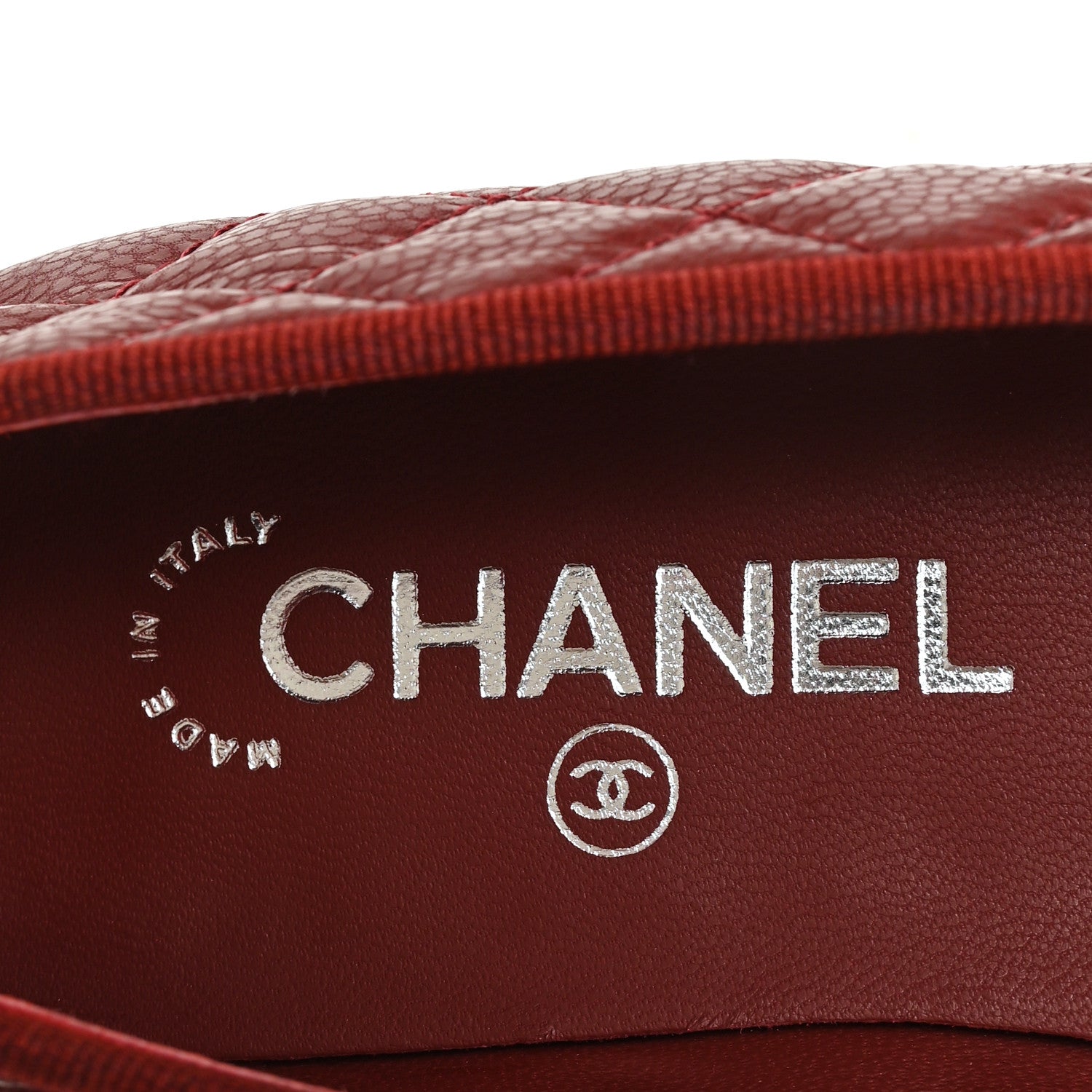 Chanel Caviar Quilted CC Cap Toe Ballerina Flats 39.5 Black Red 8 of 9