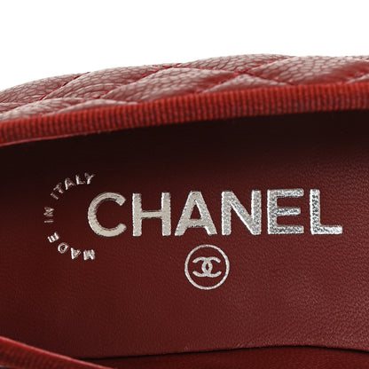 Chanel Caviar Quilted CC Cap Toe Ballerina Flats 39.5 Black Red 8 of 9