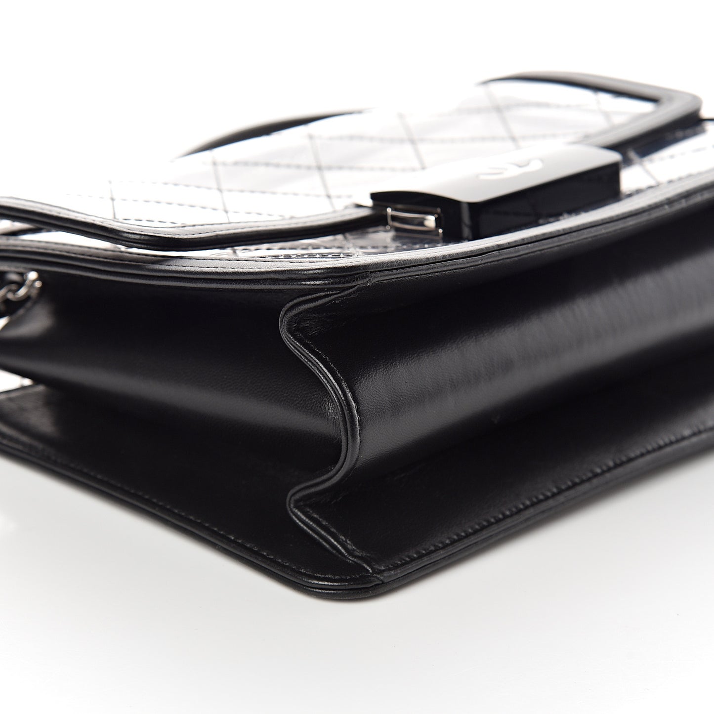 PVC Lambskin Quilted Beauty Lock Flap Black