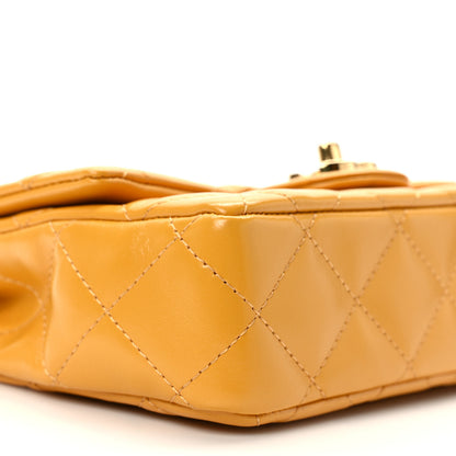 Chanel Shiny Lambskin Quilted Golden Links Top Handle Flap Yellow 8 of 10