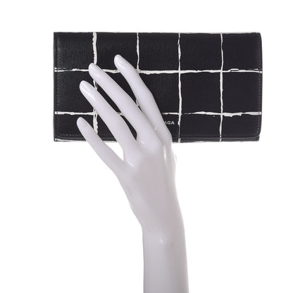 Balenciaga Saffiano Square Check Wallet Black White 2 of 8