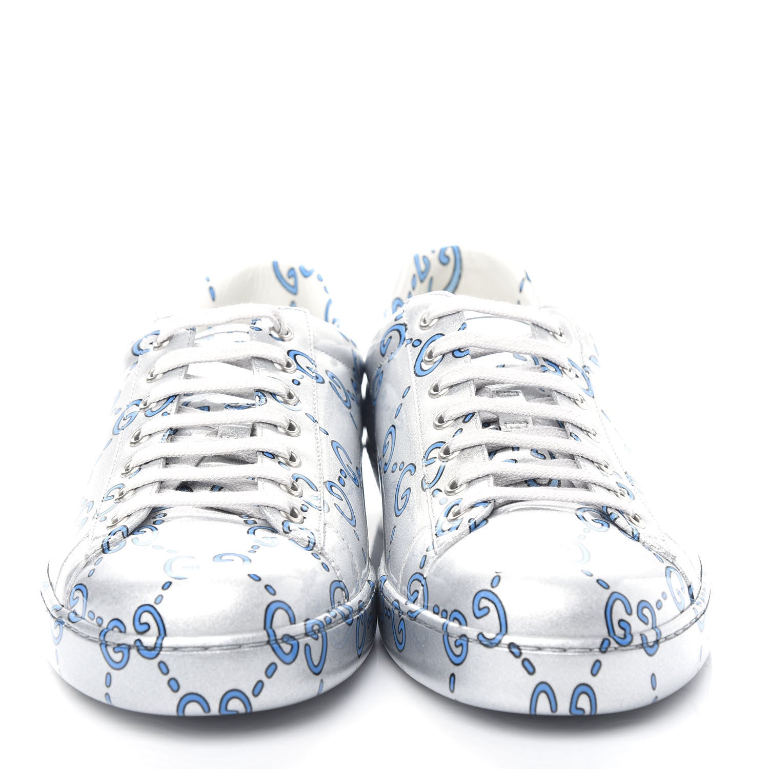 Gucci Miro Rubber Wax GucciGhost Print Mens New Ace Sneakers 11 Silver 5 of 10