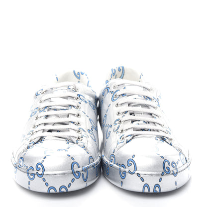 Gucci Miro Rubber Wax GucciGhost Print Mens New Ace Sneakers 11 Silver 5 of 10