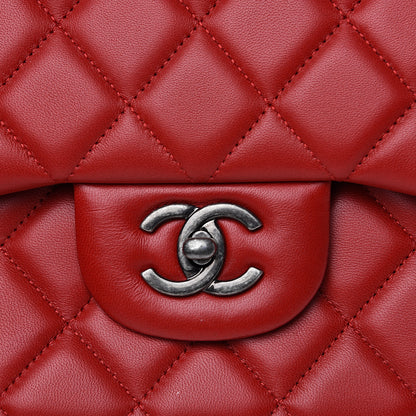 Chanel Lambskin Quilted Jumbo Double Flap Red 10 of 11