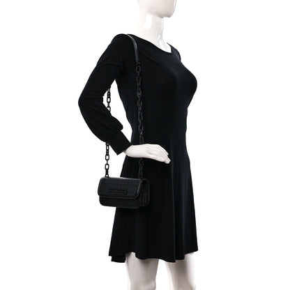 Balenciaga Extra Supple Calfskin Monochrome Crocodile Embossed Gossip Chain Bag XS Black 2 of 10