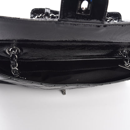 Chanel Distressed Patent Quilted Small Ritz Flap Bag Black 5 of 10