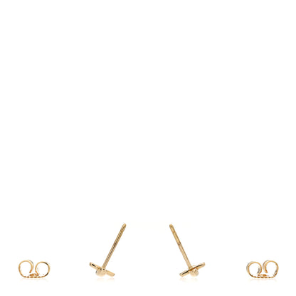 Tiffany 18K Yellow Gold 5mm Cross Stitch Earrings 3 of 5