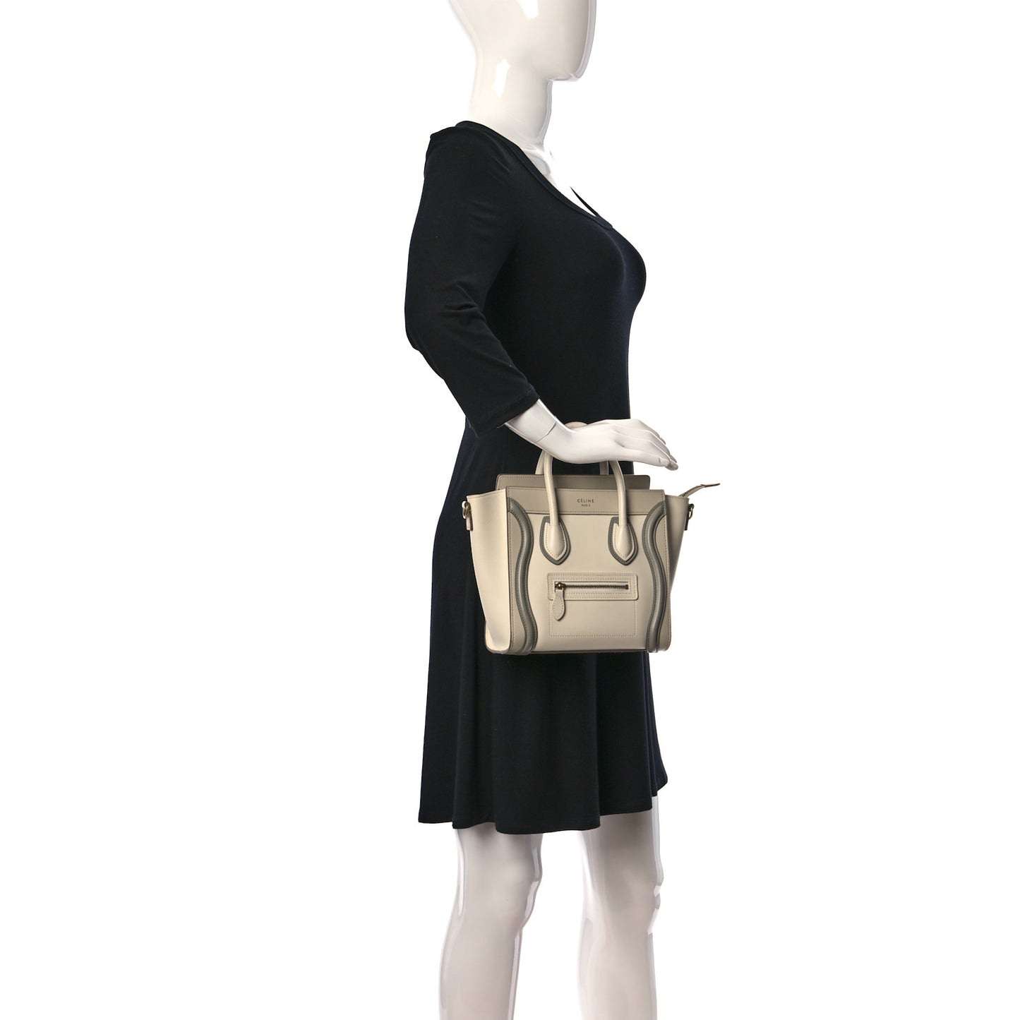Shiny Smooth Calfskin Nano Tri-Color Luggage Natural