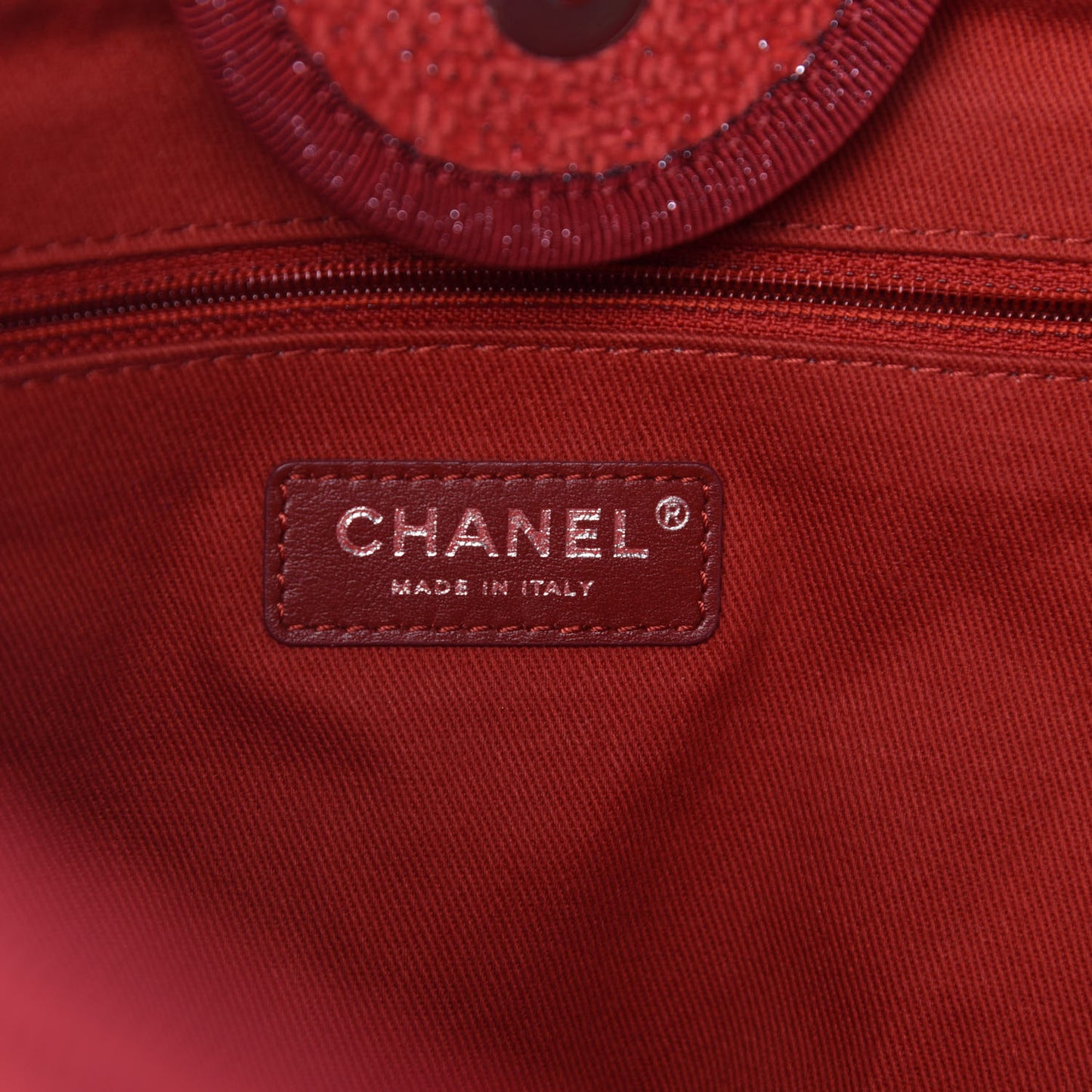Lurex Boucle Medium Deauville Tote Red
