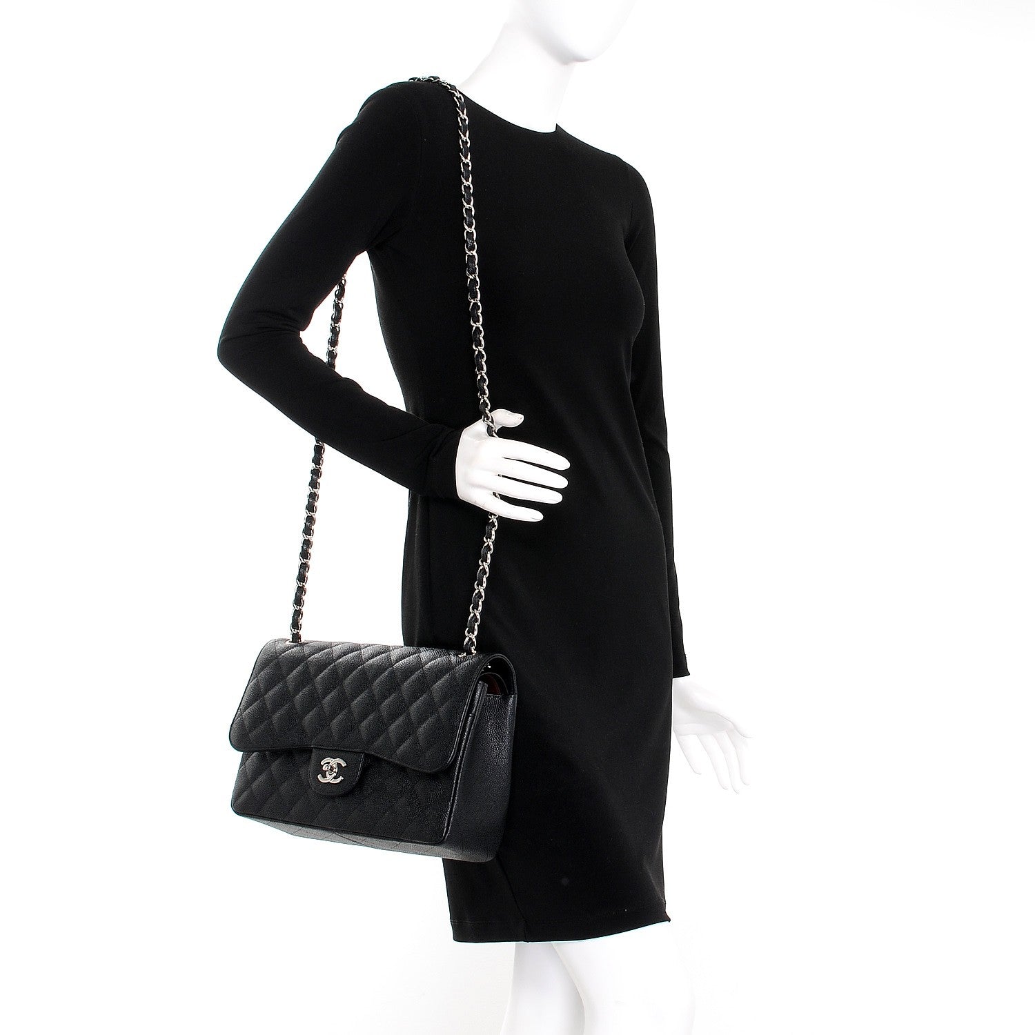 Chanel Caviar Quilted Jumbo Double Flap Black 2 of 8