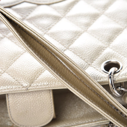Chanel Metallic Caviar Quilted Petit Shopping Tote PST Pearl 34 of 34
