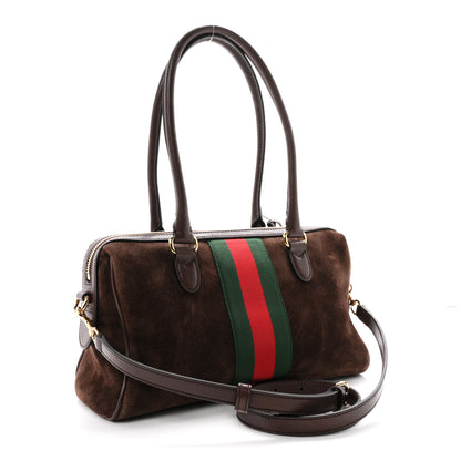 Gucci Suede Web Medium Borsetto Boston Dark Brown 3 of 10
