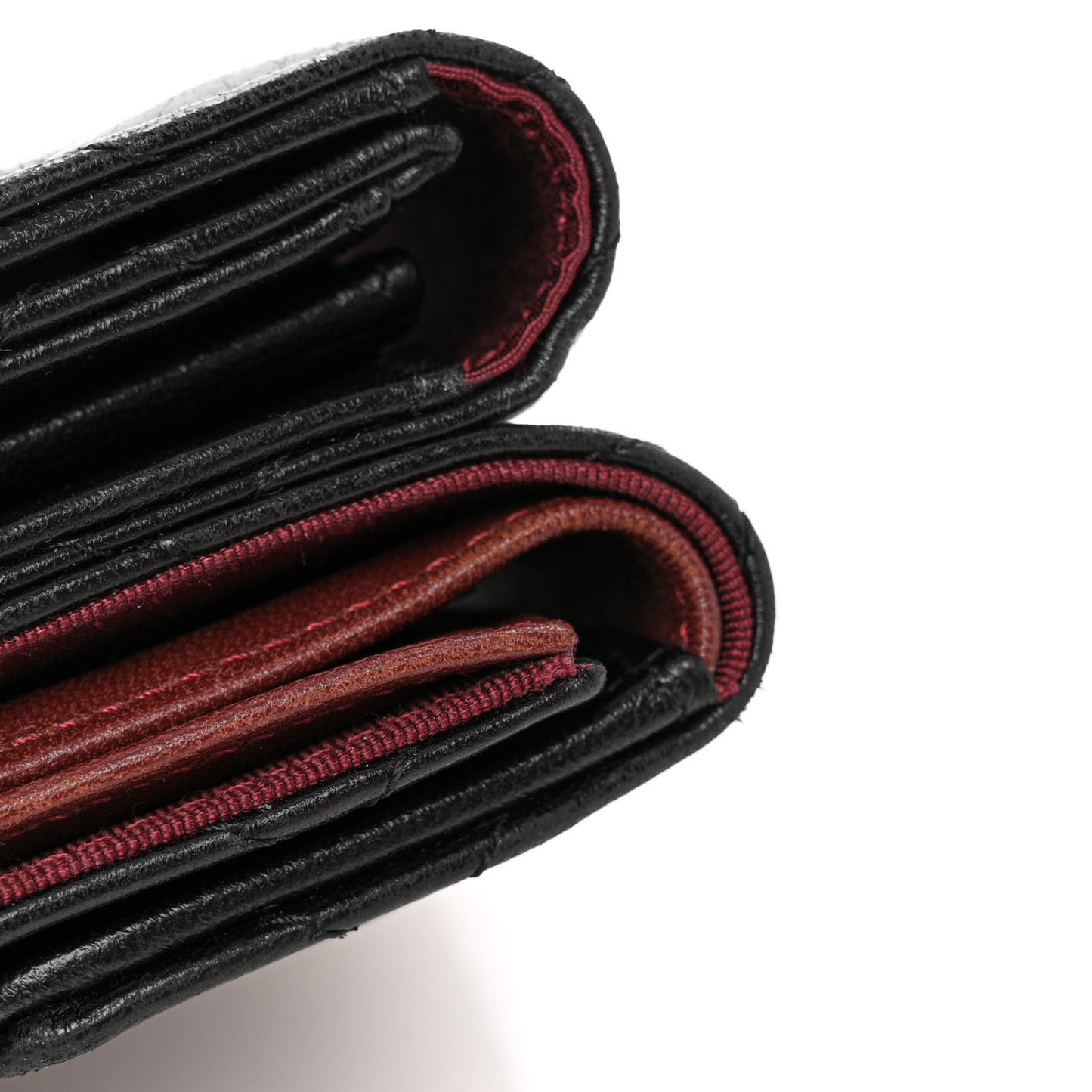 Lambskin Quilted Tri-Fold Flap Wallet Black
