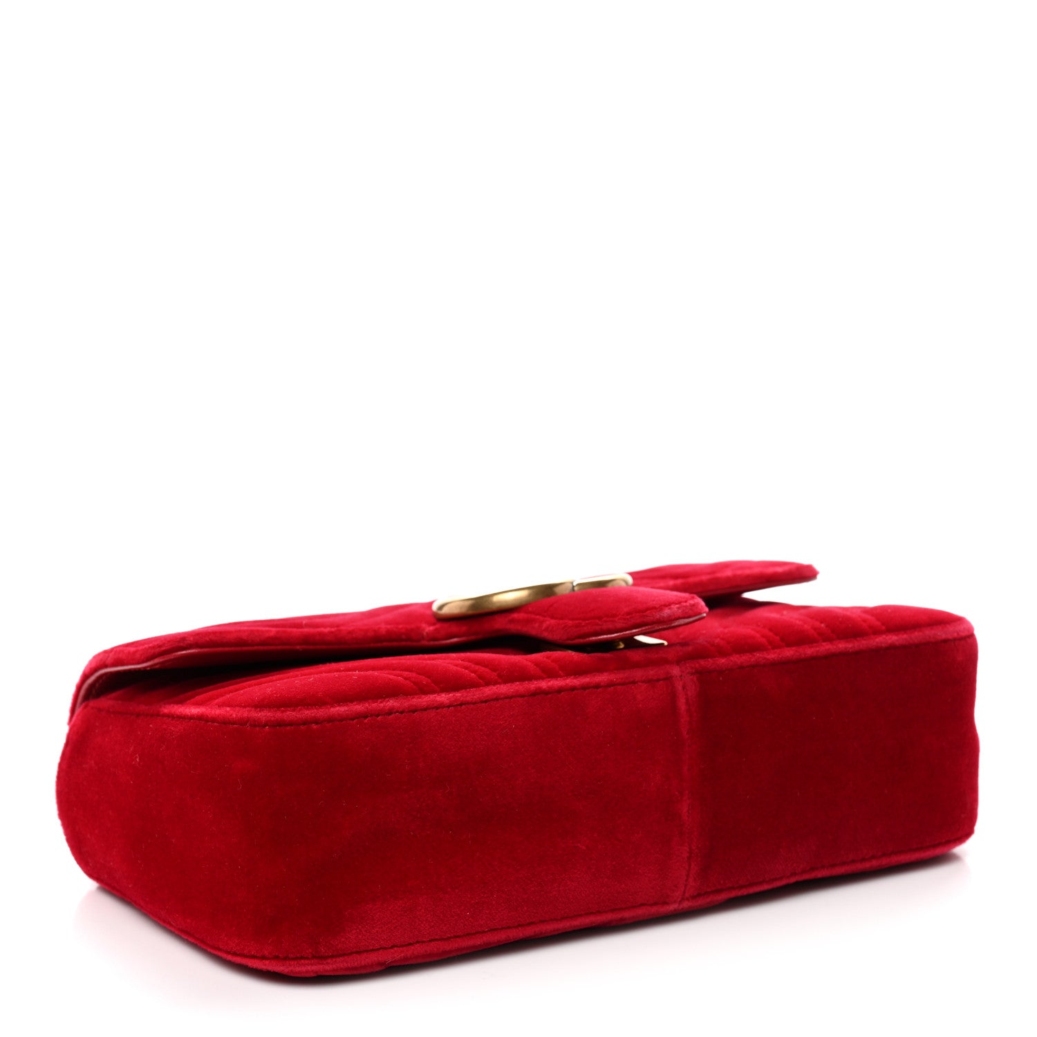 Gucci Velvet Matelasse Mini GG Marmont Shoulder Bag Hibiscus Red 4 of 11