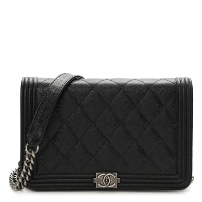 Chanel Caviar Quilted Boy Wallet On Chain WOC Black 1 of 11