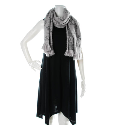 Louis Vuitton Wool Silk Logomania Scarf Pearl Grey 2 of 4