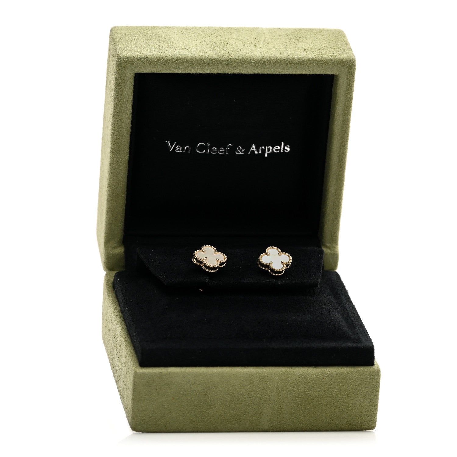 Van Cleef & Arpels 18K Yellow Gold Mother of Pearl Sweet Alhambra Earrings 5 of 5
