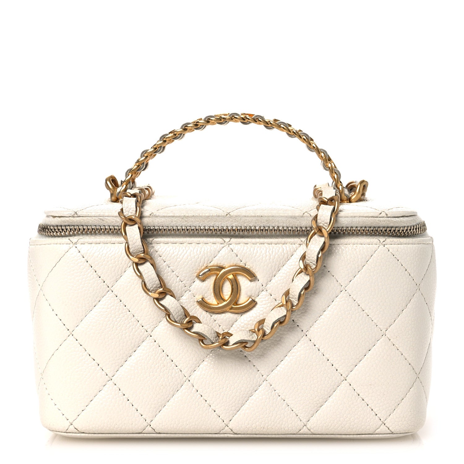 Chanel Shiny Caviar Quilted Pick Me Up Vanity Case White 1 of 11