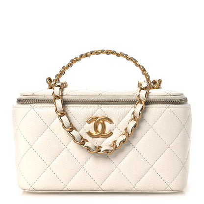 Chanel Shiny Caviar Quilted Pick Me Up Vanity Case White 1 of 11