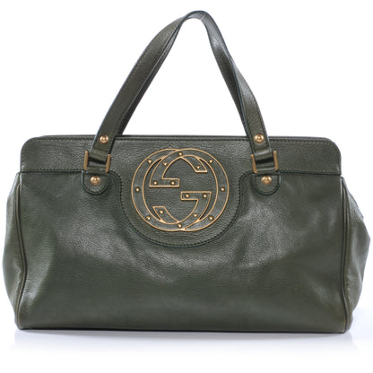 Gucci Leather Blondie Satchel Green 1 of 10