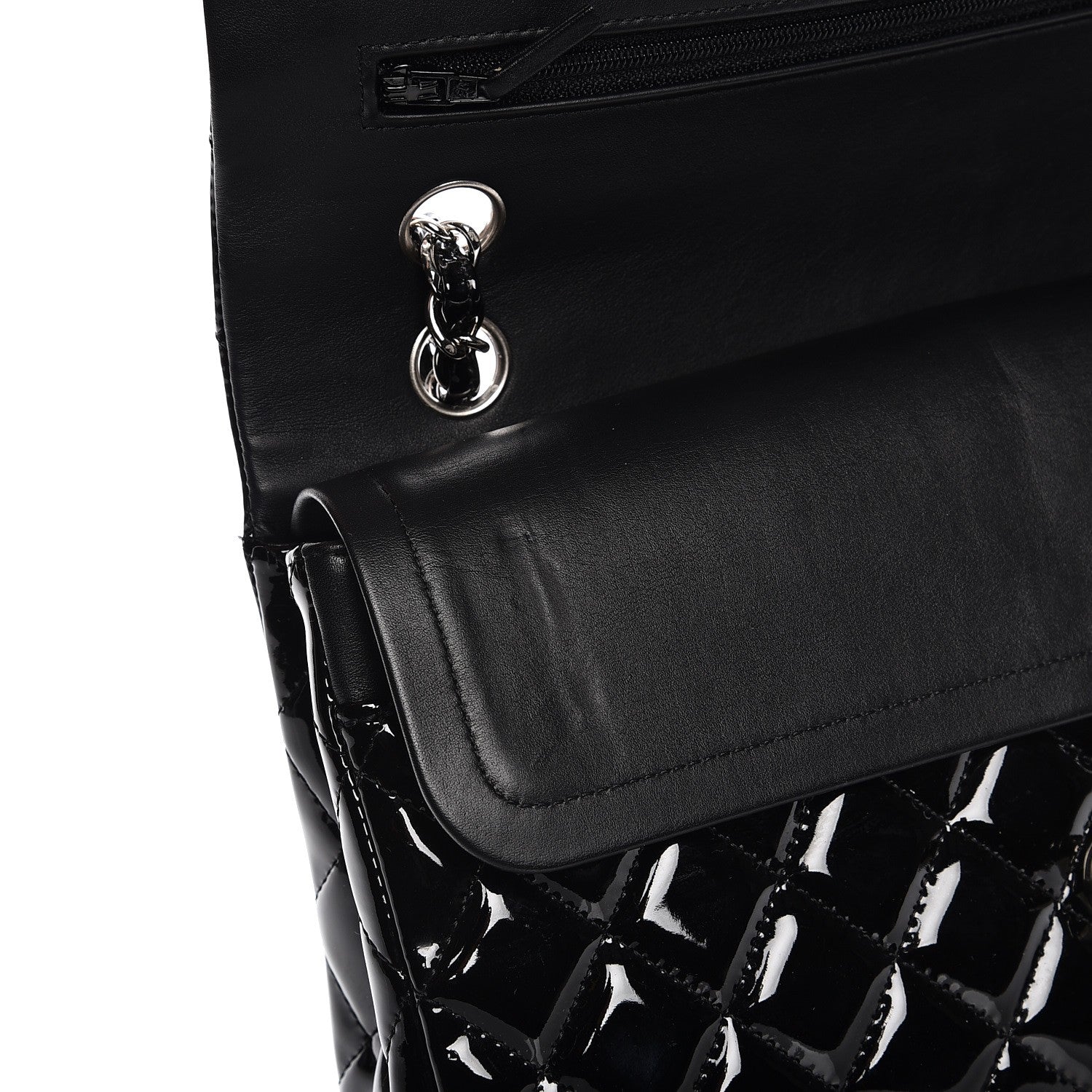 Chanel Patent Quilted Medium Double Flap Black 6 of 8