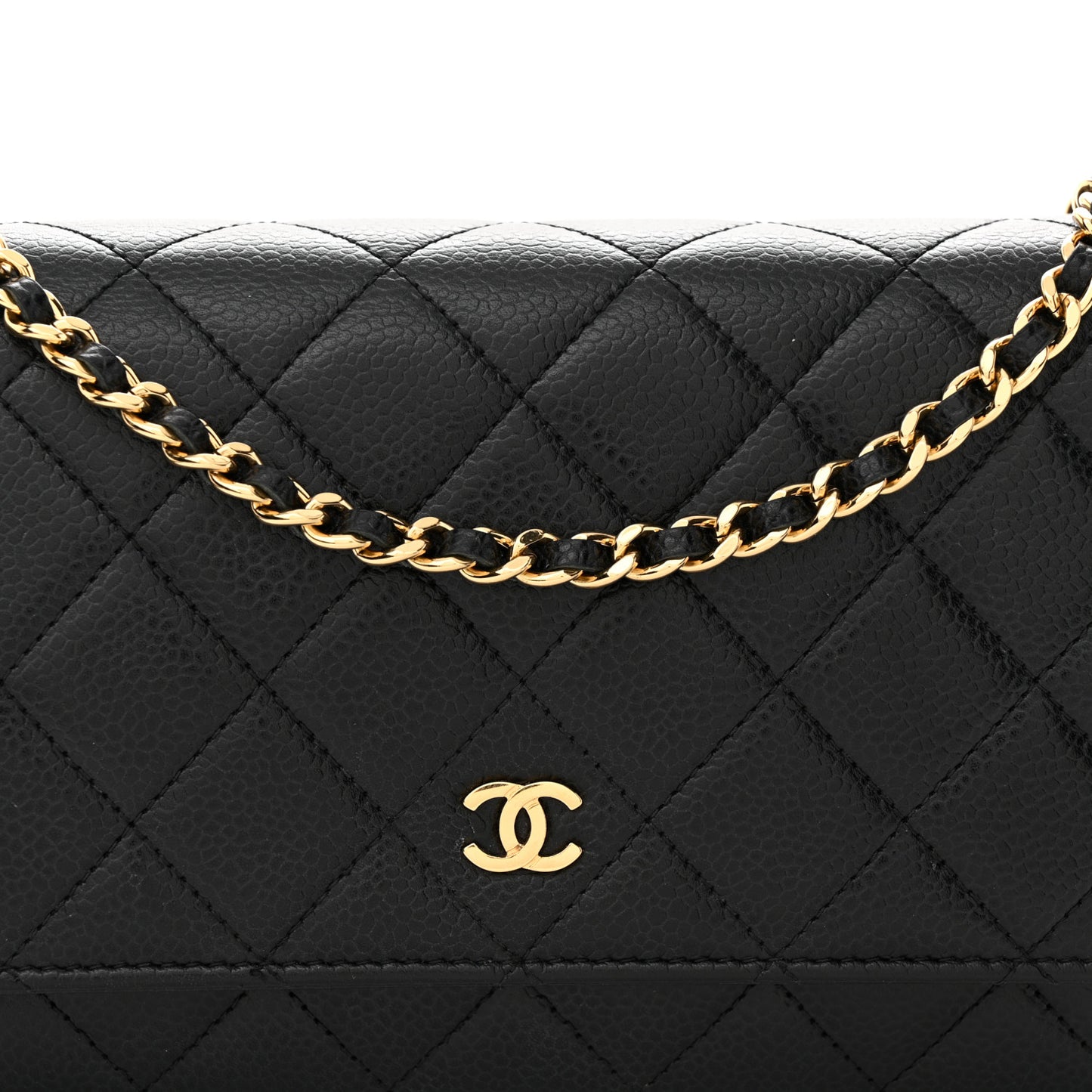 Caviar Quilted Wallet On Chain WOC Black