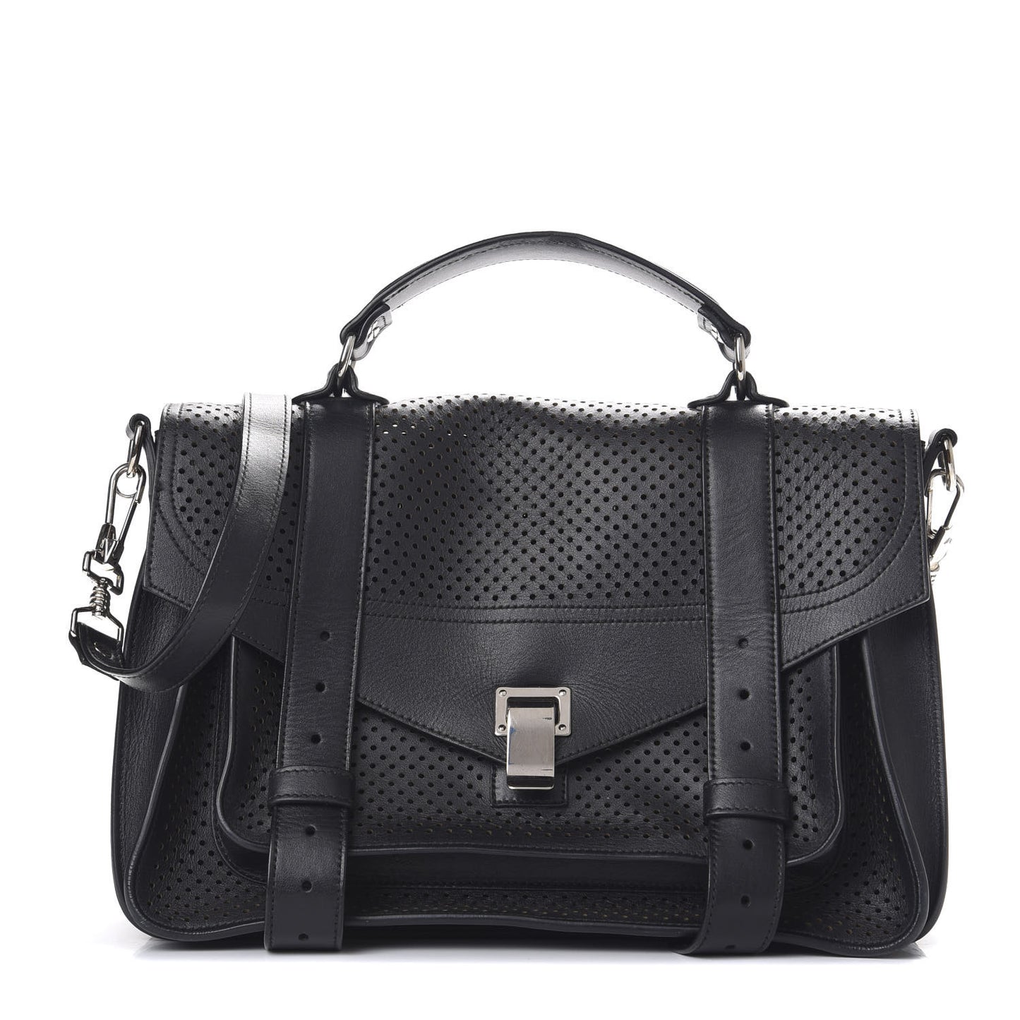 Lambskin Perforated Medium PS1 Satchel Black