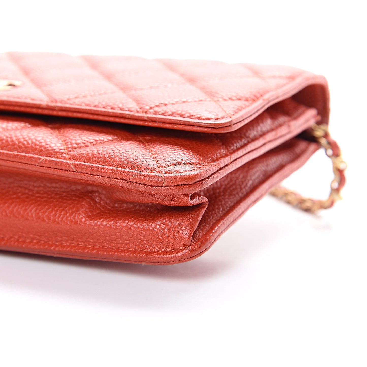 Caviar Quilted Wallet on Chain WOC Red
