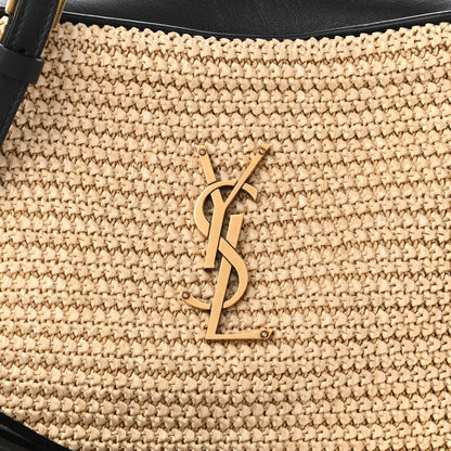 Saint Laurent Raffia Canvas Monogram Lou Camera Bag Beige Black 7 of 9