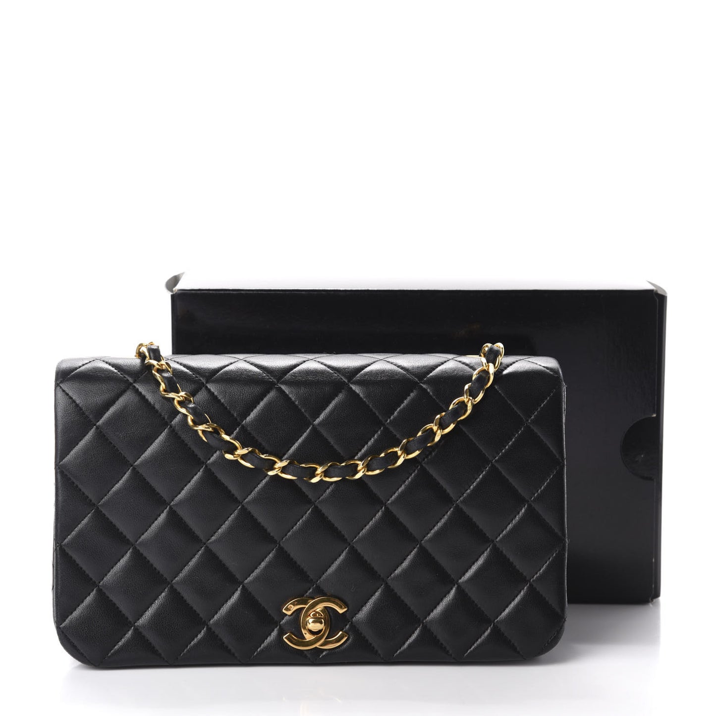 Lambskin Quilted Small Single Flap Bag Black